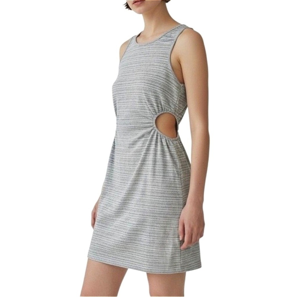 Caution to the Wind Grey Space Dye Cut Out Mini Dress Sleeveless Bodycon S/M